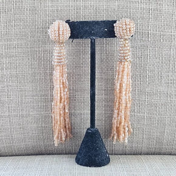 Women Earrings Orange Beads Fringe Drop Down Ear Fashion Jewelry - Picture 2 of 8